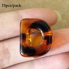 beadia 15/26顆琥珀豹紋透明3D大孔字母珠，直徑6mm，適用DIY手鍊、項鍊、珠寶配件 - 豹紋款 - 查看 8