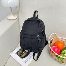 Men's Black Lightweight Nylon Small Backpack, Multi-Pocket Drawstring Design, Adjustable Thick Straps, Outdoor Short Trip Casual Commute Minimalist Mini Backpack - Multicolor - View 8