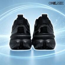 ONEMIX 2026 新款男士時尚運動休閒跑鞋,舒適吸震輕量透氣網布慢跑鞋,馬拉松訓練健身運動鞋,戶外登山防滑男鞋,日常走路休閒男士運動鞋,氧氣空間氣泡中底科技吸震輕量彈性運動鞋,中性款 - 賓士黑 - 查看 5