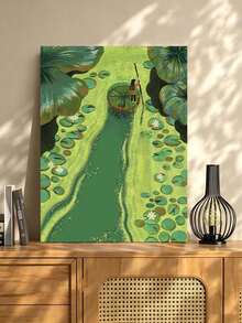 DIY Girl Floating On Giant Lotus Leaf In Pond (Frameless Or Framed 8x12 / 16x20 Inches) Paint By Numbers Kit (Acrylic) Arts & Crafts For Adult Beginners, Relaxing Home Wall Decor, And Unique Holiday Gifts - Sets - View 3