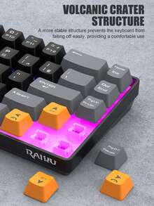 K68 68 Keys Wired Mini Gaming Keyboard Rainbow Backlit 3-Tone Keycaps Volcanic Structure 19 Anti-Ghost Multimedia USB Keypad For PC Gamer Office Travel - View 7