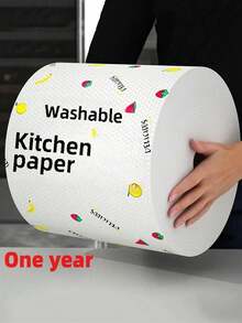 Washable Kitchen Paper Towels, Highly Absorbent, Oil-Resistant & Non-Stick, Roll Design, Durable Polyester Fiber Material, Suitable For Kitchen, Car, Living Room, Bathroom, Bedroom And More, Essential For Kitchen Cleaning And Practical Decor Item - A - View 1