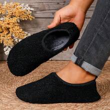 Super Soft Thick Sole Non-Slip Couple Home Thermal Slippers Women Winter Quiet Closed Toe Slip-On Comfortable Slippers - Black - View 9
