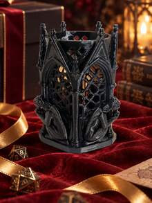 Gothic Style Desktop Storage Tube With Hollowed Out Church Windows And Spire Design, Storing Stationery, Makeup Brushes,And Toiletries.Pen Holders, Vases, Desktop Storage Containers, And Decorative Ornaments. A Great Gift For Christmas And Birthdays. - Multicolor - View 1