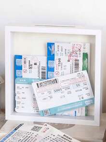 1pc Square Music Travel Souvenir Display Box, Photo Frame, Keepsake Storage Box, Wall-Mounted Photo Frame, Photo Display Box, Room Decor, Suitable For Collecting Concert Tickets, Travel Ticket Stubs, Flight Tickets, World Map Marker Storage Box - Multicolor - View 5