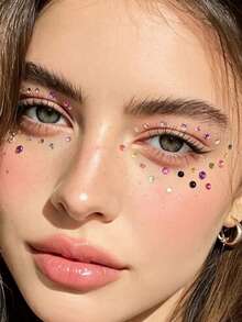 1pc Autumn Christmas New Colorful 3mm Rhinestone Face Stickers, Random Diamond Color, For Face And Head Makeup Decoration And Beautification, Y2K Style, Suitable For Music Festivals, Children's Day, Christmas And More - Multicolor - View 4