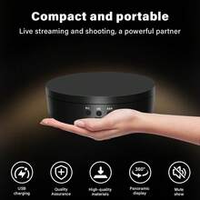 1pc Mini AI Electric Rotating Display Stand, Adjustable Speed, Cute Solid Display Platform, Rotating Base Suitable For Photography, Live Streaming And Product Display, With Forward And Reverse Function, Can Be Used For Model Display - Black - View 2
