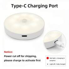 6PCS Round Magnetic Wall Lamp, USB‑Charging Wireless Sensor Night Light, Motion‑Activated Stair Light, Ideal For Entryways, Hallways And Stairwells - Multicolor - View 4