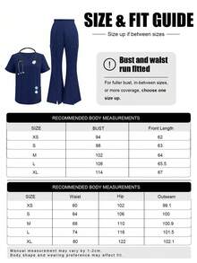 Plain V-Neck Short Sleeve Top And Split Long Pants Lab & Hospital Nursing Scrub Sets With Pockets Fall White - White - View 12
