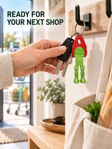 Coin-Operated Shopping Cart Lock Keychain, Novel Compact Portable Lightweight Detachable Cart Token Replacement, With Jointed Legs, Christmas Ring Pendant, Gift For Family And Friends, Suitable For Outdoor Supermarket Shopping, Handbags, Backpacks, Belt Loops, Storage Bags - Multicolor - View 3