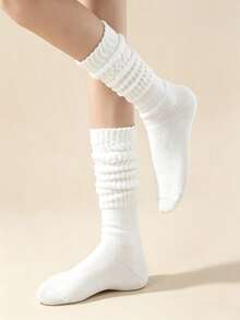 6 Pairs Women's Cotton Warm Thick Fashion Mid-Calf Slouch Socks For Autumn Winter Floor Sleep Daily Home Wear - Multicolor - View 3