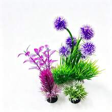 魚缸人造水草裝飾套組，水族箱塑膠仿真水草，水族景觀人造水草，觀賞魚造景套組 - B - 查看 3
