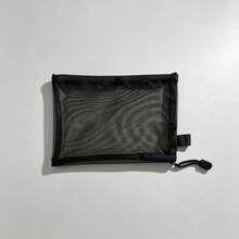 2025 New Minimalist Mesh Cosmetic Bag, Lipstick Pad Storage Pouch, Large Capacity Portable Travel Organizer, Daily Makeup Storage Box, Travel Essential, Suitable For Halloween And Christmas Gifts - Black - View 7