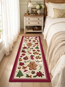 1pc Christmas Long Runner Rug, Kitchen Mat, Long Floor Mat Suitable For Bathroom, Kitchen, Outdoor, Hallway, Bedroom, Living Room, Machine Washable Carpet Accessory, Easy To Clean Entryway Mat, Bedroom Non-Slip Rug, Autumn Home Decor - Multicolor - View 5