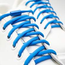 2 Pairs Elastic No-Tie Shoelaces, Colorful Capsule Lock Sports Shoelaces, Easy Daily Replacement, Suitable For Sneakers And Skate Shoes - 2 Pairs Light Blue + 4 Light Blue Capsule Buckles - View 4