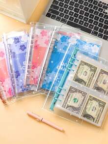 Floral 100-Day Savings Challenge Notebook, Budget Planner Binder With Cash Envelopes And Memo Pages, Daily Planning Financial Goal Savings Organizer, Suitable For Home, Office, Travel, Holiday Gift And Personal Organization Management - Multiple Styles - View 1