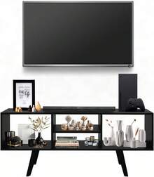 Mueble TV Barcelona Ideal para Salas Compactas y Pantallas Medianas Color Negro - Negro - Ver 3