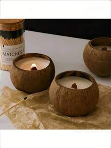 1pc Pure Natural Coconut Shell Scented Candles, Coconut Milk & Coffee Scent, Holiday Decorations, Holiday Candles, Suitable For Birthday Gifts, Souvenirs And Small Gifts, Desktop Decorations And Interior Decorations, Shooting Props Decoration - Multiple Styles - View 6