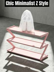 Z-Shaped Plastic Shoe Rack Floor Standing Storage Shelf Multi-Functional Large Capacity Organizer Easy Assembly Home Dorm Essential Space-Saving Suitable For Living Room Bedroom Home Decor - Multicolor - View 12