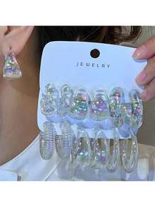 Y2K Rainbow Earrings Set, Twisted Water Drop Earrings, Lightweight Fashion Accessories, Suitable For Party And Daily Wear, Gift Aesthetic Accessory - Rainbow Earrings - View 1