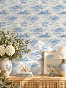 1 Roll Floating Waves Wallpaper, Removable Wall Sticker, Exquisite Mural, Suitable For Home Decor And Wall Art, Ready-To-Use Wall Panel, Wall Covering Material, Spring Home Decor, Instantly Refresh Your Living Space. Rama Decorative Sticker - Perfect Gift For Birthday And Graduation Ceremony. Halloween Decor, Halloween Gift, All Saints' Day Decor, All Saints' Day Gift - Multicolor - View 4