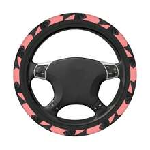 1pc Car Steering Wheel Cover, Lively Pink & Elegant Black Bow Pattern, Unique Design, Printed Craft, Polyester Fiber Material, Waterproof, No Inner Ring, Automotive Interior Steering Wheel Protector, All Season Use - Steering Wheel Cover - View 7