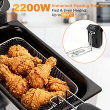Aigostar 3 Litre Deep Fat Fryer With Viewing Window, 2200W Deep Fryer With Temperature Control, Easy Cleaning, Stainless Steel, Removable Oil Basket, Silver - Ushas - UK Plug(220-240V) - View 4