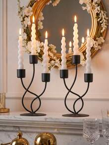 3-Arm Metal Candelabra Candle Holder, Wedding Candle Stand, Candlelight Dinner, Party Dinner, Home Dining Table Decor, Table Centerpiece, Birthday Party, Wedding Dining, Home Decor, Gift Candelabra - Elegant Style - View 10