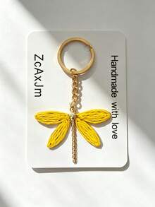Woven Dragonfly Bag Charm, Soft Beige Keychain, Women's Tote Bag Accessory, Versatile Gift Pendant - Multicolor - View 8