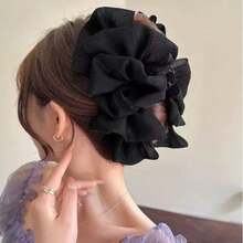 1pc Mesh Bow Hair Claw Clip, Autumn/Winter Hair Claw Head Accessory With Cloud Pleated Bow For Back Of Head - Multicolor - View 1