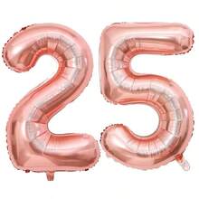 1/2件 40英吋玫瑰金數字鋁箔氣球，生日派對裝飾氣球，適用於生日、婚禮、週年紀念、拍照室內裝飾 - 玫瑰金 - 查看 32