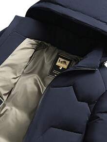 Vancamel Pulse Men's Thickened Outdoor Casual Detachable Hooded Solid Color Jacket, Versatile Warm Jacket - Navy Blue - View 5