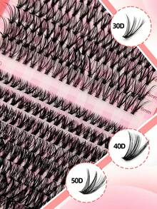 Sibeuna 640pcs 30D+40D+50D D-Curl All-In-One DIY Eyelash Extension Kit, Fluffy False Eyelashes With Lash Glue, Sealer, Remover, Tweezers And Lash Brush, Large Capacity Portable Travel Set For Autumn, Dramatic Makeup Look - Multicolor - View 7