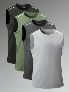Men's 4-Pack Sports Fitness Tank Tops, Suitable For Sports And Fitness Wear - Multicolor - View 3