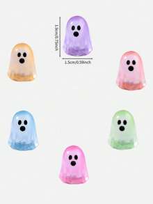 10pcs Glowing Mini Ghost, Fun Decorative Gift For Halloween Party, Suitable For Theme Party, DIY Party Decoration Accessories, Tabletop Decor, Garden Decor - Multiple Styles - View 10