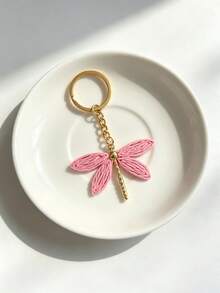 Woven Dragonfly Bag Charm, Soft Beige Keychain, Women's Tote Bag Accessory, Versatile Gift Pendant - Multicolor - View 4