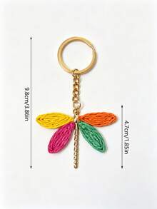 Woven Dragonfly Bag Charm, Soft Beige Keychain, Women's Tote Bag Accessory, Versatile Gift Pendant - Multicolor - View 6