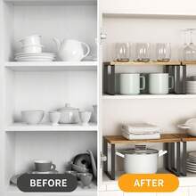 Cabinet Storage Rack Kitchen Cabinet Organizer Metal Kitchen Storage Shelf Spice Rack Stackable & Expandable Durable Painted Surface Suitable For Kitchen Storage And Organization - Multicolor - View 4