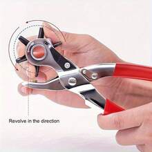 Heavy Duty Rotating Leather Punch Tool, Ergonomic Handle, Multi-Size Punch Set, Can Punch Round, Square, Star, Heart And Other Hole Shapes, Leather Belt, Watch Strap, Leather Craft Tool - A - View 3