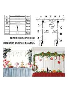 Adjustable Width Photography Backdrop Support Stand With Heavy-Duty Flat Base, Metal Steel Pipe Curtain Frame Set, Suitable For Party, Birthday, Wedding, Holiday Gathering, Photo Booth And Festival Event Decoration - Multicolor - View 2