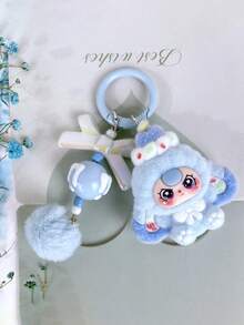 1pc Sweetheart Big Ear Plush Keychain, Cute Cartoon Bag Pendant For Adults, Fashion Solid Color Plastic Inner Chain Key Ring, Bag Accessory - Multicolor - View 8