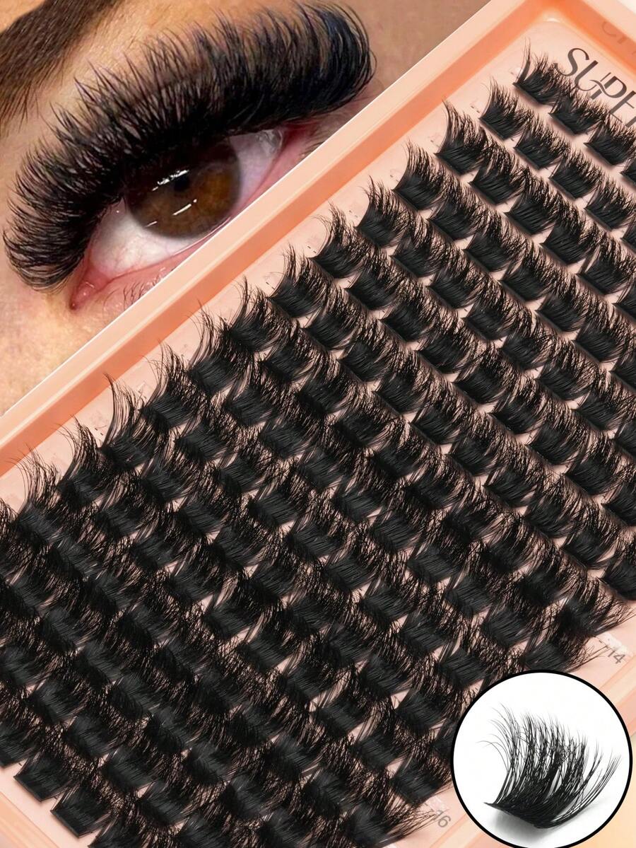 160pcs Thick Eyelash Clusters, 200D D Curl, 10-18mm, Suitable For Beginners, Ideal Beginner Eyelash Clusters, Eyelash Clusters, Create Charming Thick And Curly Lashes, Eyelashes, False Eyelashes, Gift For Girls - D - View 1