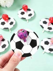 48pcs Football Lollipop Cards, Candy Decoration Cards, Football Pattern Lollipop Packaging Cards, World Cup Fan Party Small Gift Packaging Cards, Birthday Gift Packaging Supplies, Football Theme Birthday Party Decoration, Football Sports Theme Party Gift Packaging Tags, Suitable For Sports Events, Football Party Decoration, Baby Shower Decoration, Football Party Supplies, Birthday Gifts, Party Small Gifts - Football - View 5