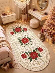 1pc Red Pattern Long Strip Rug, Forest Pastoral Style, Hallway Runner Carpet, Kitchen Rug, Area Rug, Home Decor, Bedroom Carpet, Garden Rug, Washable Rug - Multicolor - View 2