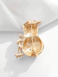 1pc Fashionable European & American Glamorous Cute Christmas Snowman Brooch Pin Clothing Accessory, Suitable For Women Daily Wear, Party Decoration And Holiday Gift Giving - Gold - View 5