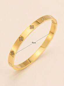 1pc 18K Gold Plated Stainless Steel Classic Cross Screw Bracelet, Minimalist Hinge Design, Waterproof, Non-Fading, Stackable Women's Jewelry Gift - Gold - View 2