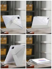 1件粉紋平板保護殼，相容 iPad Mini6/7/10.2/10.5/10.9(Air4-Air8)/Pro 11/10th Gen/A16/Pro 11 2024 機型，彩繪圖案平板套，全透明壓克力背殼，絲綢質感 8 折支架，自動休眠/喚醒，內建筆槽，不含筆，部分機型附相機框 - 彩色 - 查看 9
