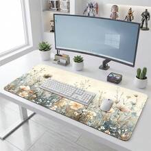 Exquisite Floral Stamen Light Tone Pattern Gaming Mouse Pad, Non-Slip Rubber Desk Mat, Smooth Sliding Surface, Suitable For Computer Laptop Office Home, Soft Abstract Art Decoration, Back To School Supplies - A - View 13