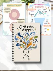 Germany-Version A5 Size Overcoming Anxiety Journal Daily Mindfulness Notebook Stress Management Reflection Planner Guided Prompts For Inner Peace Mental Health Tracking Relaxation SelfCare Book - A5 - View 5