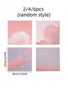 2/4/6/12pcs Gradient Color Sticky Notes, Children's Sticky Notes, Minimalist Cloud Design, Adhesive, Suitable For Messages, Memos, Notebooks, Cute And High-Quality Student Style, Perfect For Back To School Casual Style, Random Styles - Multicolor - View 11
